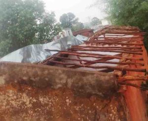 The roof of the school bulding flew in the storm