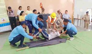 Student learn how to rescue students during mark drill in balaghat