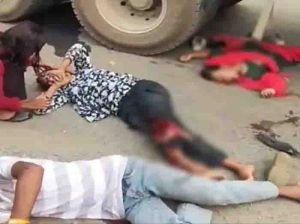 Bike rider crushed truck,one killed,brother-sister injured