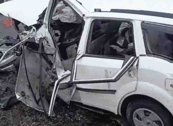 Car collides with divider, four including mother son killed