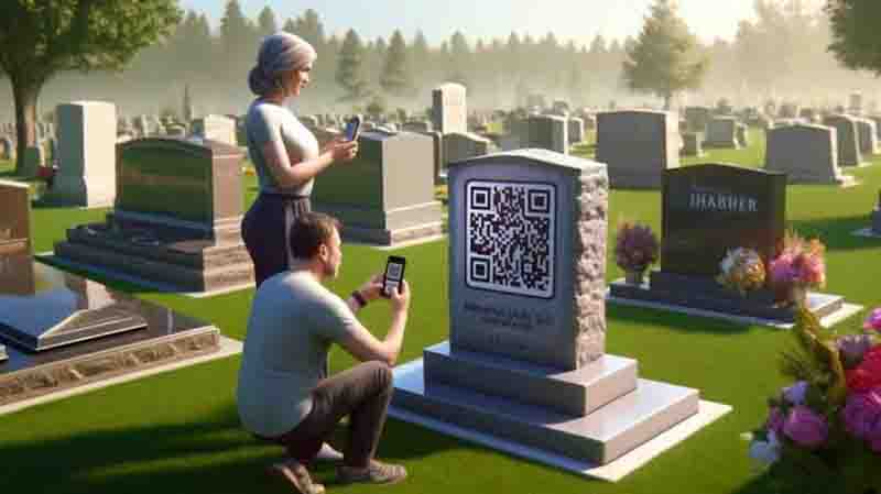 Unique cemeteries are installed on tombs hwar QR code,scan all know every thing