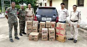 34 boxes of english liquor recovered from centro car,car driver absconding