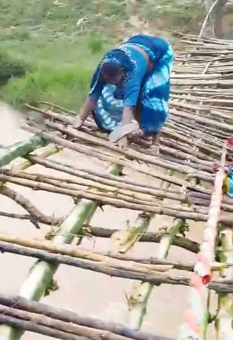 Bamboo culvert is fatal but the river ie crossing it