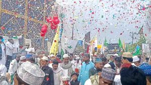 Procession with islamic slogans on eid miladunbi